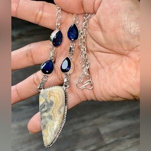 Crazy Lace Agate Pendant Necklace